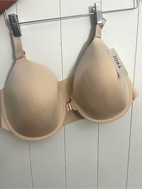 NWT Soma Vanishing 360 Perfect Coverage Front Close Bra Pale Sand 42D